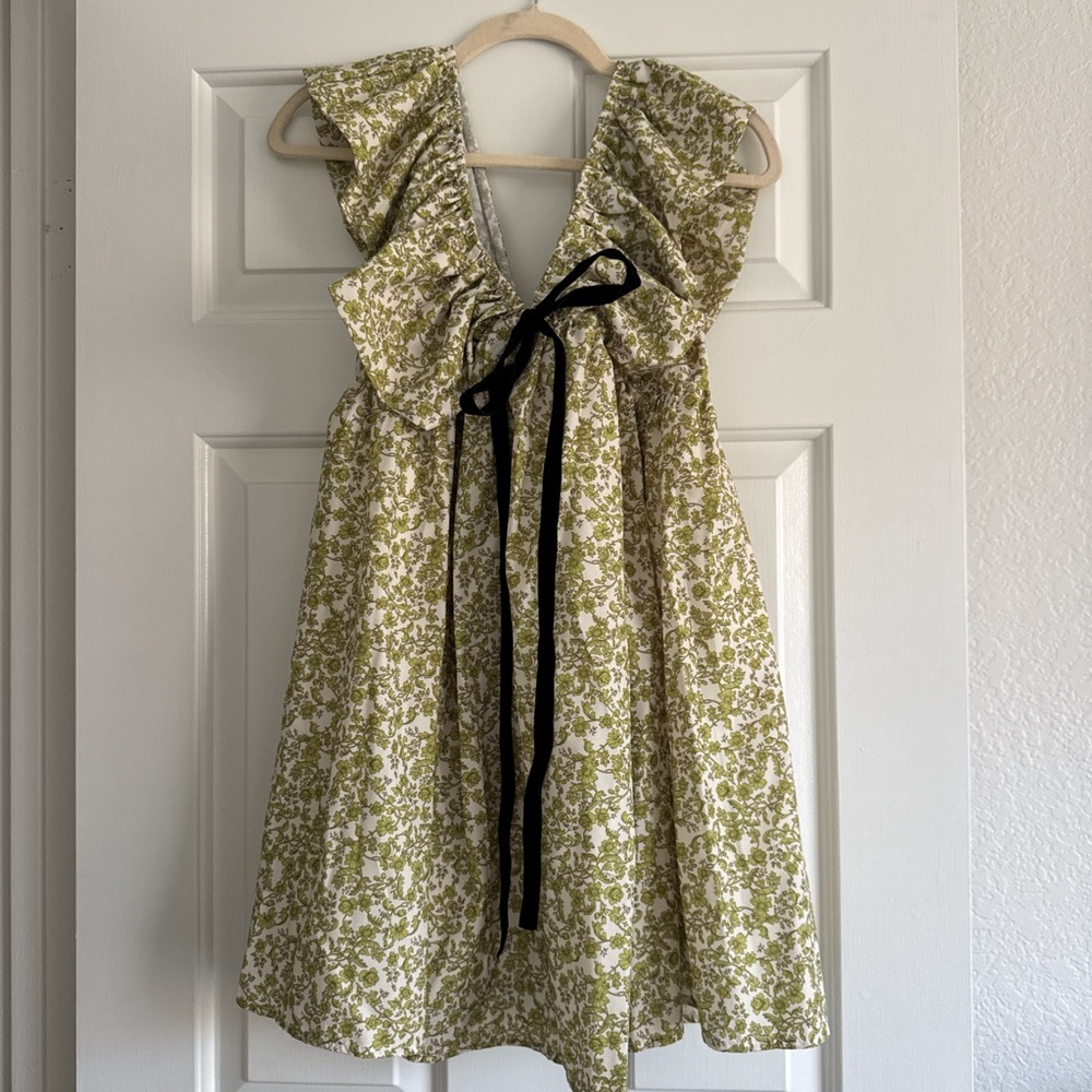 Floral Green and White Dress